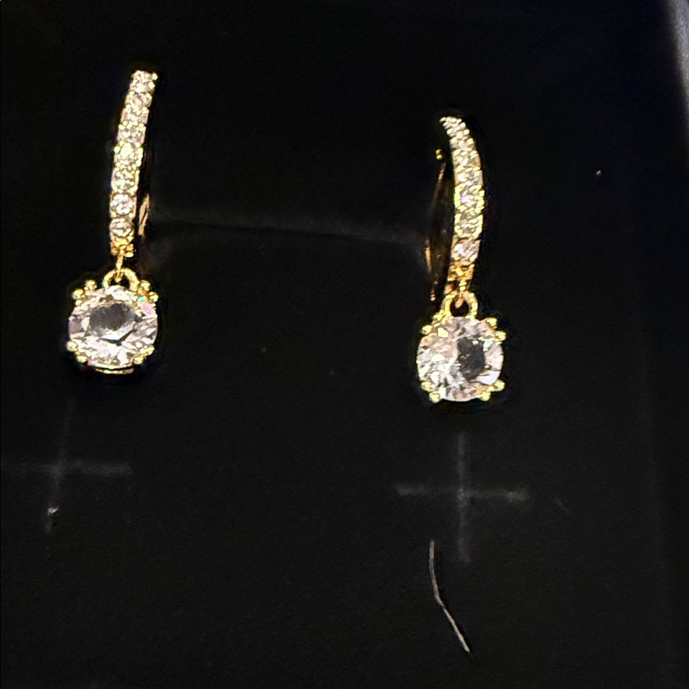 Cate & Chloe Gold Plated Swarovski Crystal Drop Earrings NWT Dangle Bridal